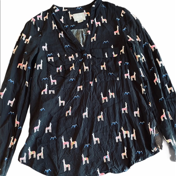Anthropologie Maeve Llama Moonflower Henley 0 - Picture 12 of 12